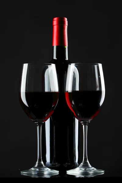 Силуэт Red Wine Glass Black Background — стоковое фото