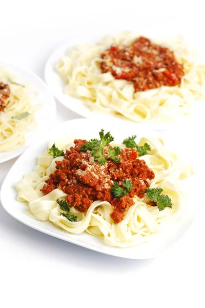 Płyty z spaghetti bolognese — Zdjęcie stockowe