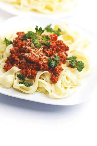 Plates with spaghetti bolognese — Stock Photo, Image