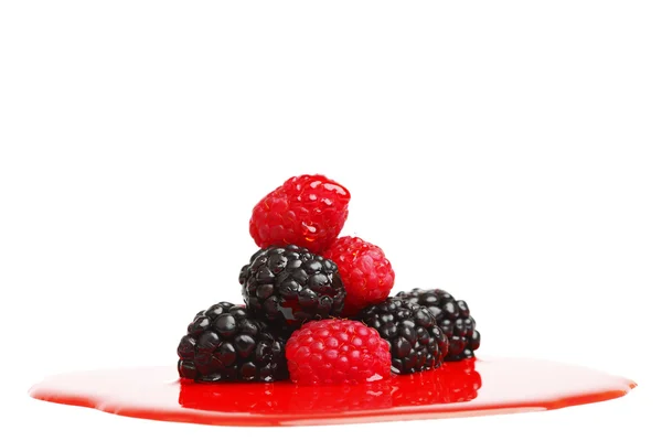 Berry mixed pile in syrup — Stock Photo, Image