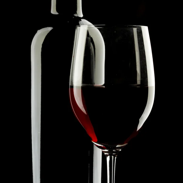 Red Wine Glass silhouette Black Background — Stock Photo, Image