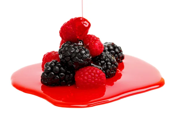 Berry mixed pile in syrup — Stock Photo, Image