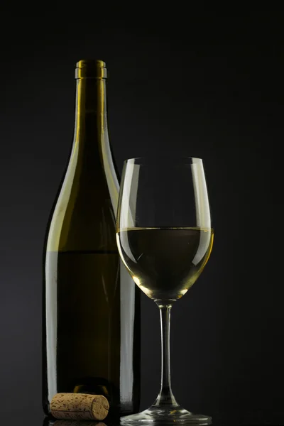 White wine glass silhouette black background — Stock Photo, Image