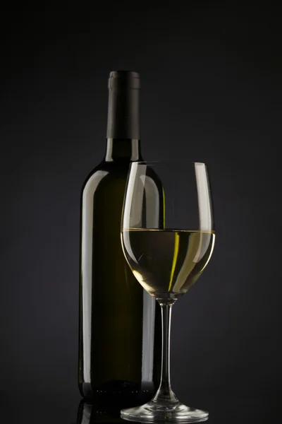 White wine glass silhouette black background — Stock Photo, Image