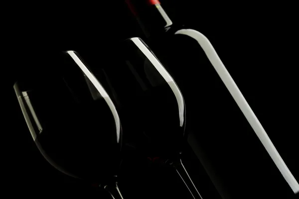 Red Wine Glass silhouette Black Background — Stock Photo, Image