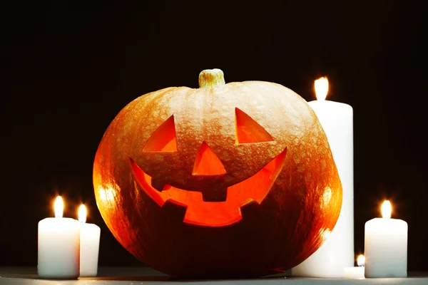 Zucche di Halloween con candele — Foto Stock