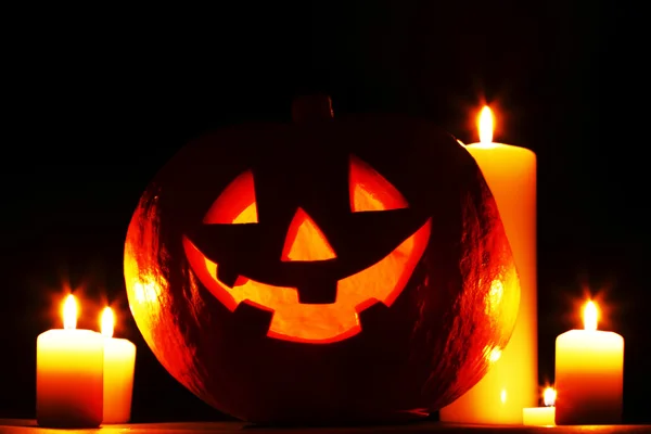 Zucche di Halloween con candele — Foto Stock