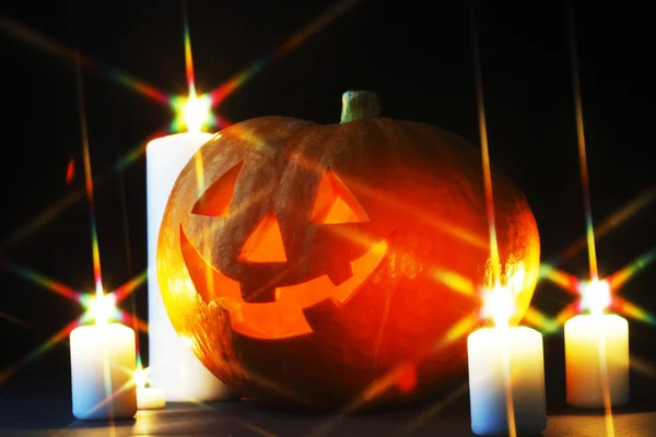 Zucche di Halloween con candele — Foto Stock