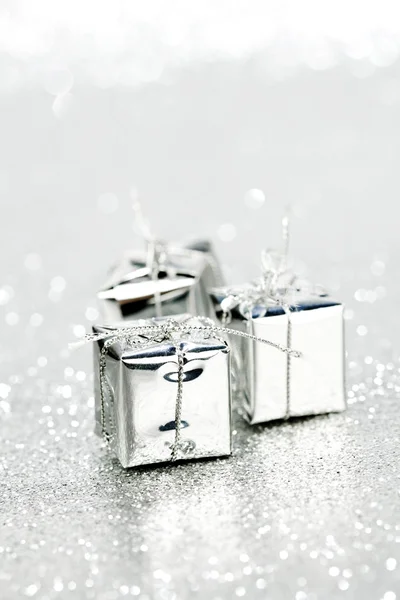 Silver julklappar — Stockfoto