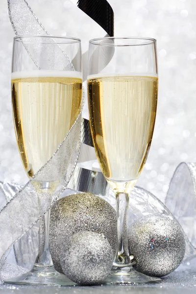 Champagne och dekoration — Stockfoto