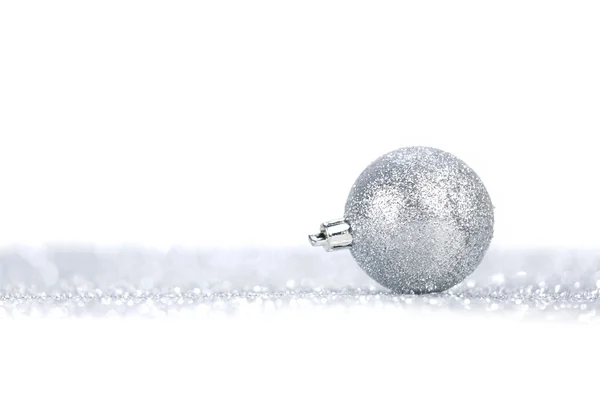 Silver Christmas ball — Stockfoto