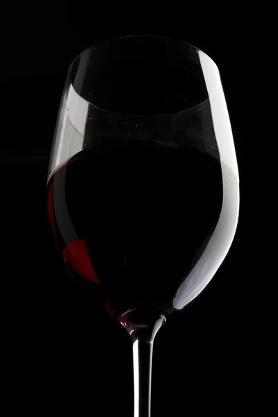 Kırmızı şarap cam siluet siyah arka plan — Stok fotoğraf