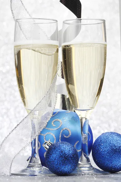 Champagne och dekoration — Stockfoto