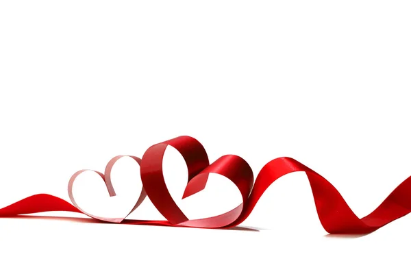 Red heart ribbons — Stock Photo, Image