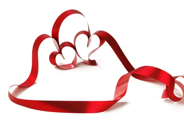 Red heart ribbons — Stock Photo, Image