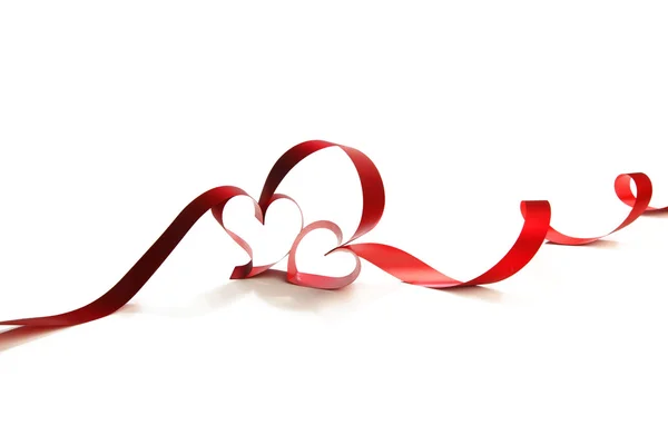 Red heart ribbons — Stock Photo, Image