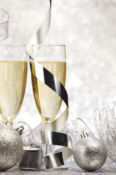 Šampaňské a dekorace — Stock fotografie