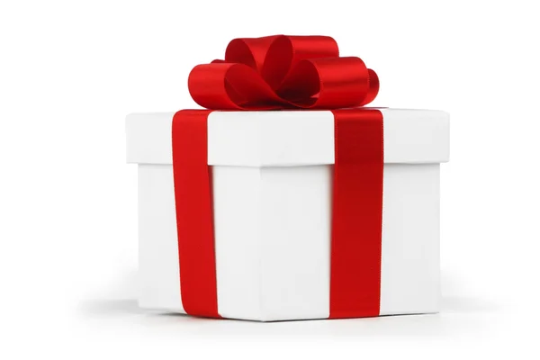 Gift box with red bow — Stock Photo, Image