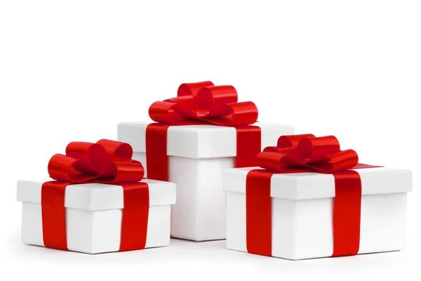 Gift boxes with red bow — Stock Photo, Image