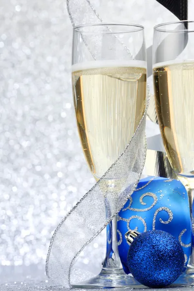 Champagne och dekoration — Stockfoto