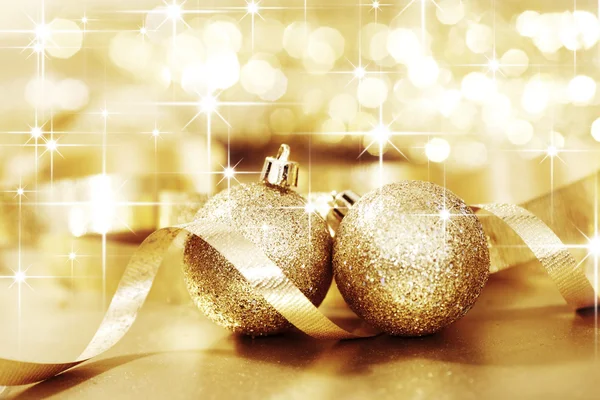 Golden christmas balls — Stock Photo, Image