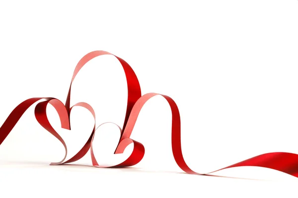 Red heart ribbons — Stock Photo, Image