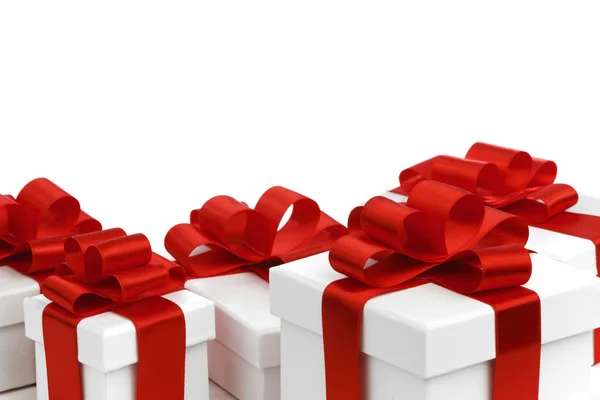 Gift boxes with red bow — Stock Photo, Image