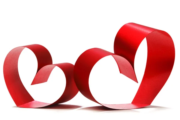 Red heart ribbons — Stock Photo, Image