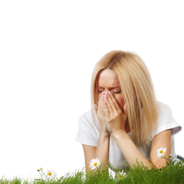 Woman sneezing — Stock Photo, Image