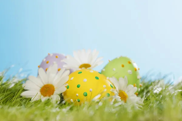 Huevos de Pascua en la hierba — Foto de Stock