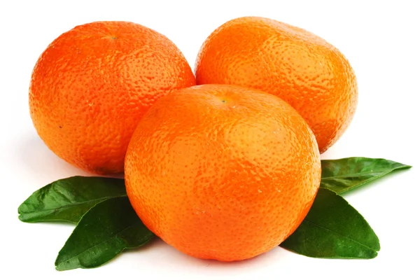 Orange fruit with leaf — Stock Photo, Image