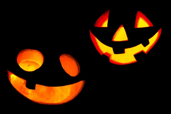 Rostos assustadores de abóboras de Halloween — Fotografia de Stock