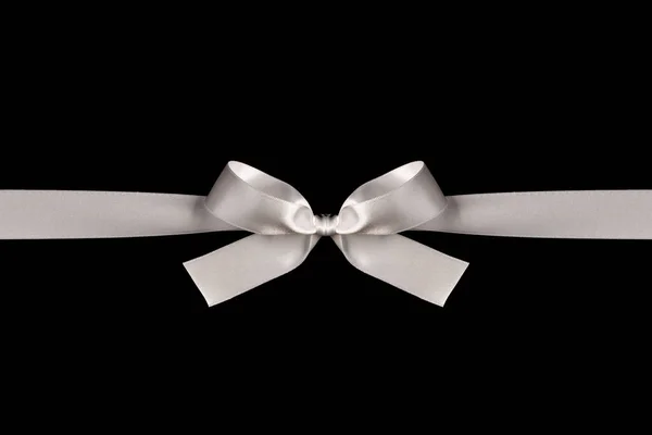 White Ribbon Bow Black Background Black Friday Holiday Gift — Stock Photo, Image