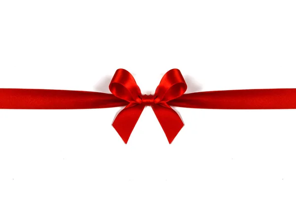 Grande Arco Cetim Vermelho Isolado Fundo Branco Natal Férias Dom — Fotografia de Stock