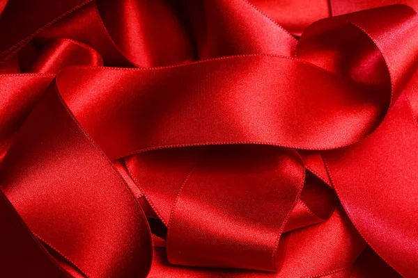 Masse Mucchio Rosso Nastro Raso Sfondo Natale Pacchetto Regalo Concetto — Foto Stock