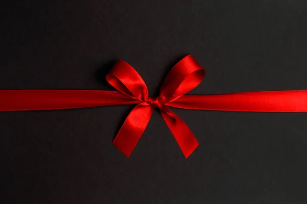 Fiocco Nastro Rosso Sfondo Nero Venerdì Nero Del Regalo Natale — Foto Stock