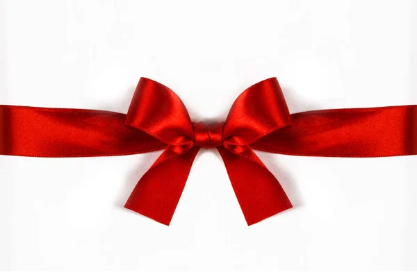 Большой Красный Атласный Бант Изолирован Белом Фоне Рождественский Подарок — стоковое фото