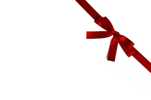 Elegant Satin Red Ribbon Bow Isolated White Background — Stock Photo, Image