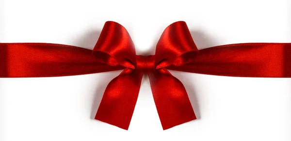 Elegant Satin Red Ribbon Bow Isolated White Background — Stock Photo, Image