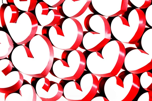 Linked Cuori Nastro Rosso Sfondo Bianco Biglietto San Valentino — Foto Stock