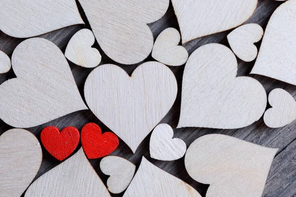 Amor Verdadeiro Dois Corações Vermelhos Fundo Corações Incolores Conceito Especial — Fotografia de Stock