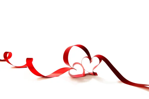 Two Ribbon Hearts Isolated White Background — Stock Photo, Image