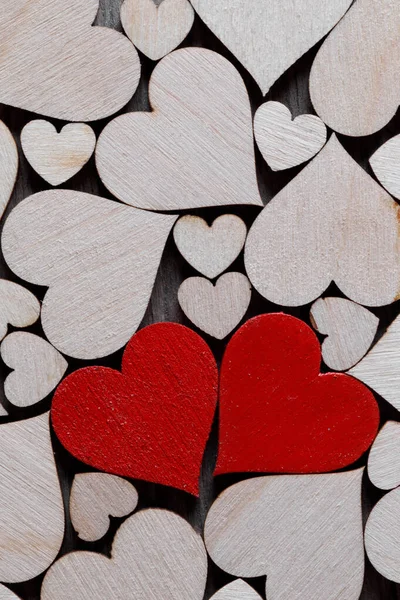 Wahre Liebe Zwei Farbige Rote Herzen Auf Farblosem Hintergrund Aus — Stockfoto