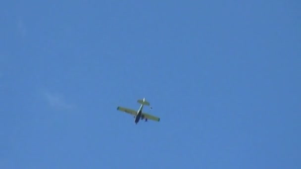 Skydiver jump from the plane and parachuting down to the Earth. — Stock Video