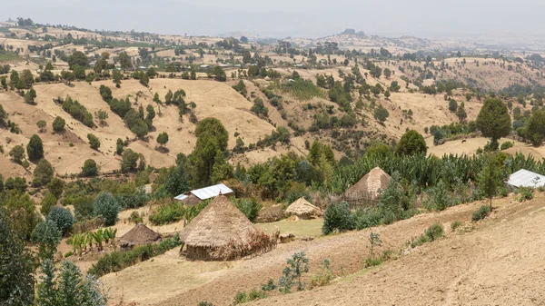 Dorp hutten op de heuvels — Stockfoto