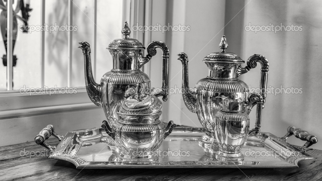 Antique silver tea set Stock Photo by ©derejeb 48248847