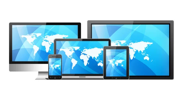 Tablet pc, mobile phone, notebook and computers — Stock Photo, Image