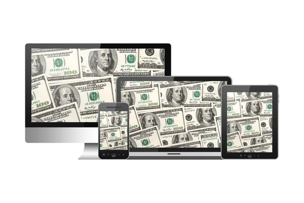 Computer, laptop, mobiele pone en tablet-pc — Stockfoto