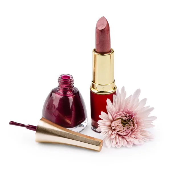 Smalto, rossetto e fiore — Foto Stock