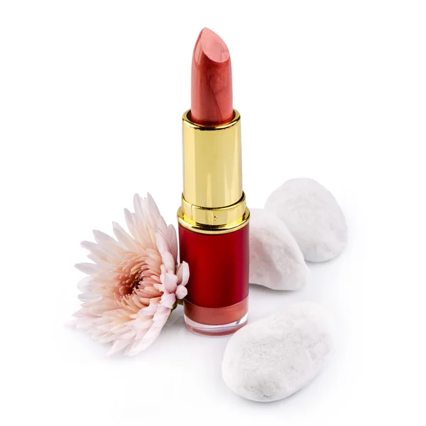 Lippenstift met bloem — Stockfoto